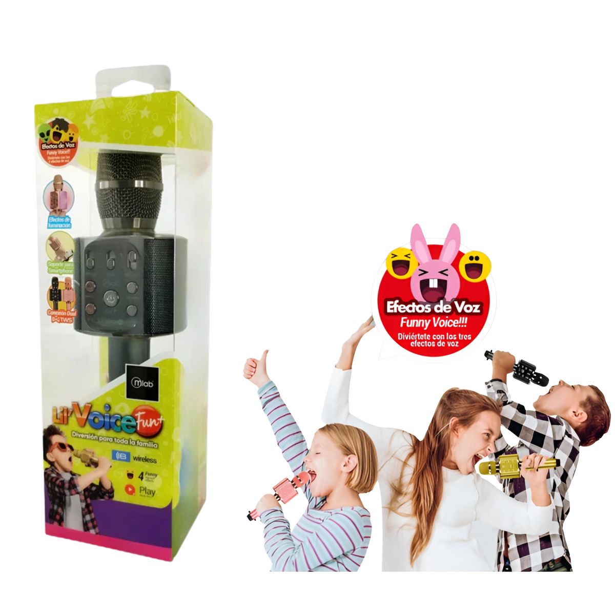 MLAB - Parlante Portátil Tipo Micrófono c Soporte Smartphone Black