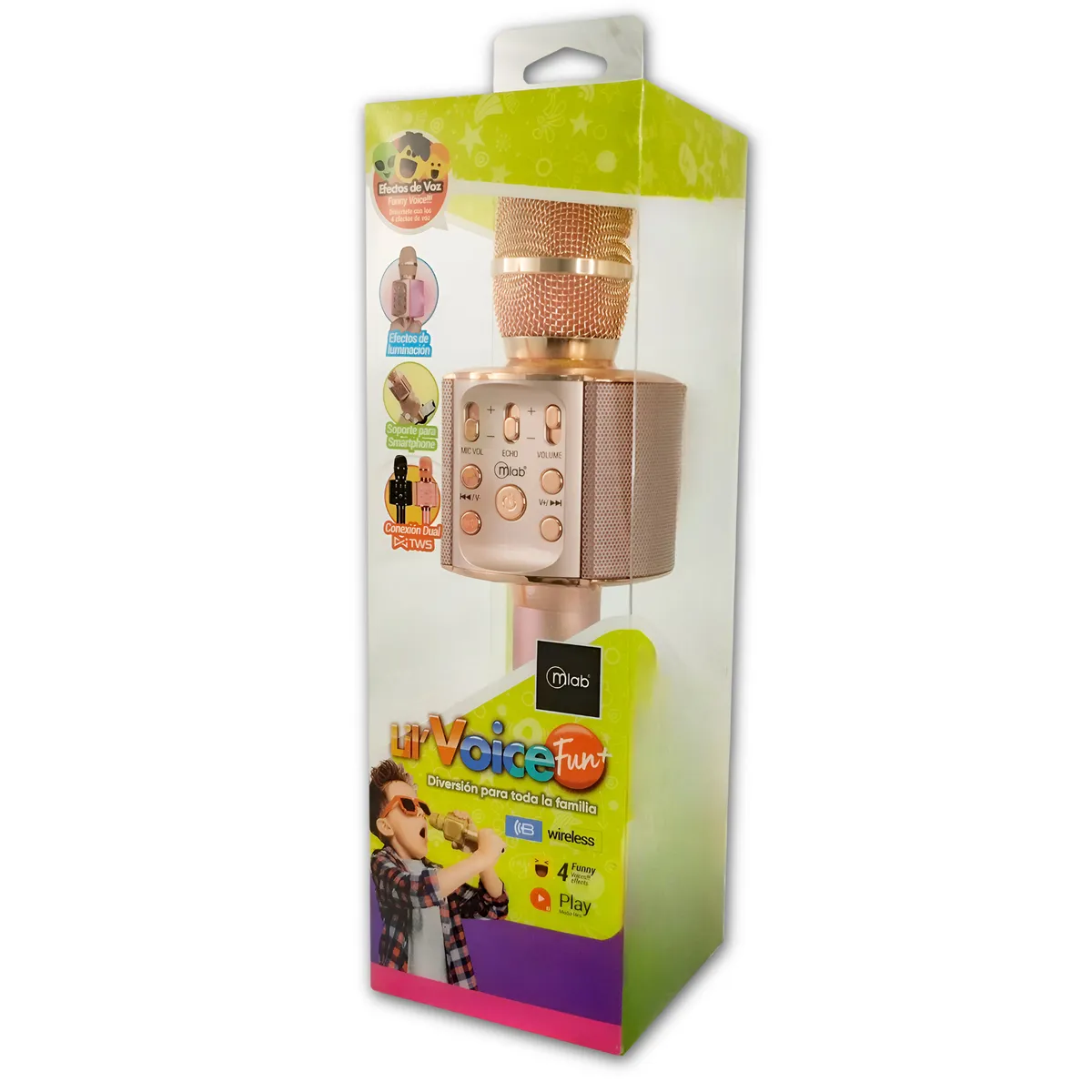 MLAB - Parlante Portátil Tipo Micrófono c Soporte Smartphone Pink