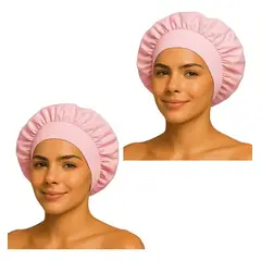 COMPUTECH - Gorro Satín Para Cabello Liso Y Rizado Evita Enredos 2piezas Rosa