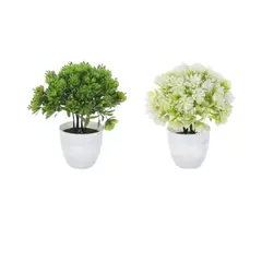 HOMEY - Pack De 4 Macetas Con Planta Artificial, Colores Surtidos