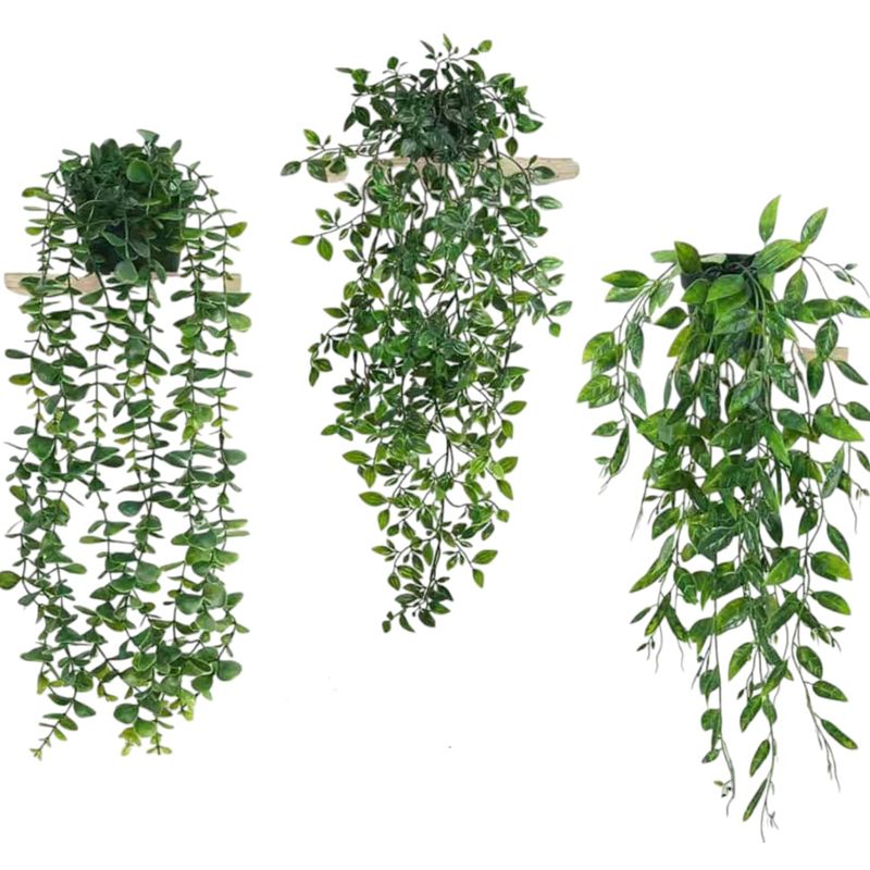 HOMEY - Pack De 3 Macetas Con Plantas Artificiales Colgantes, Homey