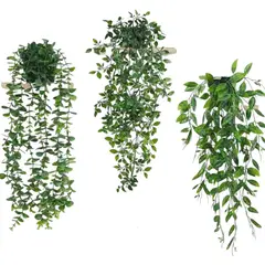 HOMEY - Pack De 3 Macetas Con Plantas Artificiales Colgantes,