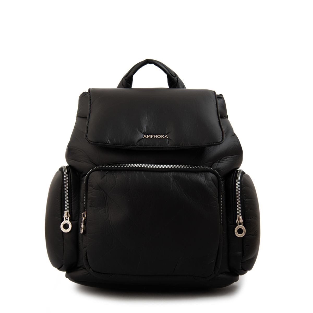 AMPHORA - Mochila con tapa jenifer mediana negro