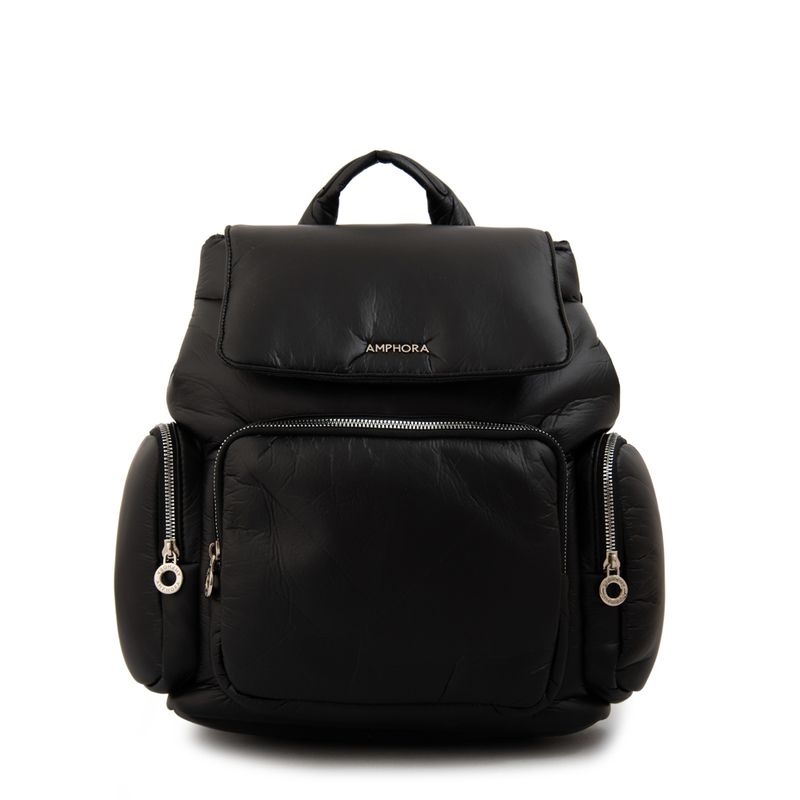 AMPHORA - Mochila con tapa mediana jenifer negro