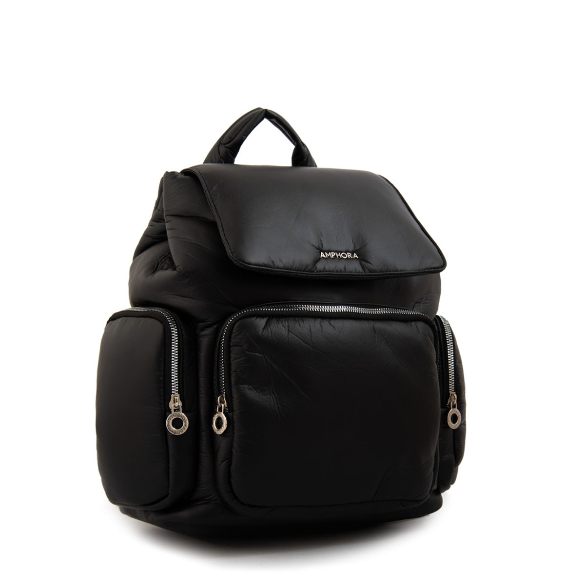 AMPHORA - Mochila con tapa jenifer mediana negro