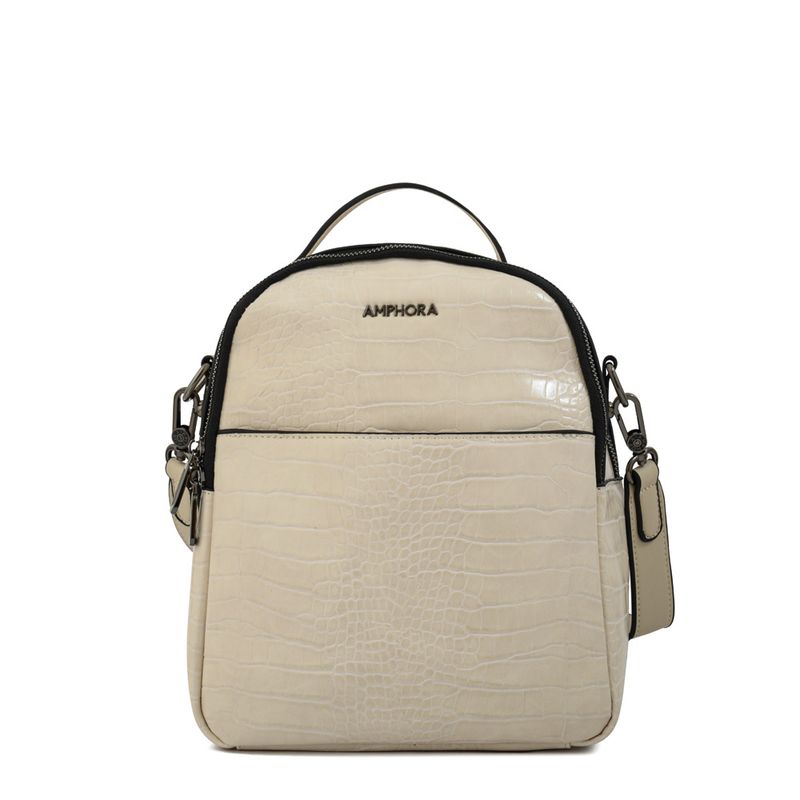AMPHORA - Mochila mediana mile blanco crudo