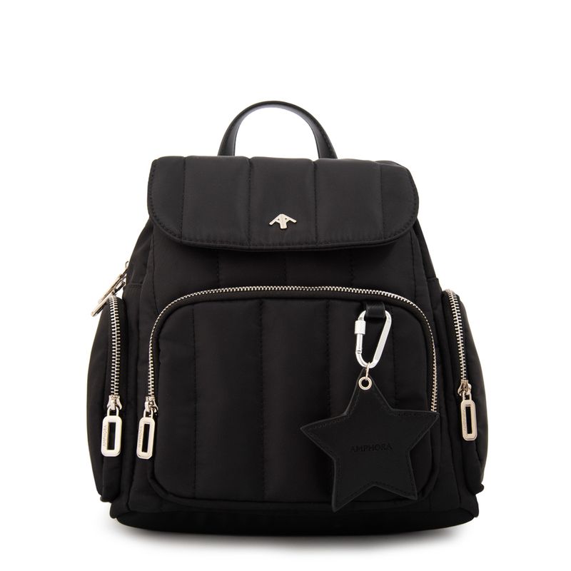 AMPHORA - Mochila con tapa mediana marlene negro