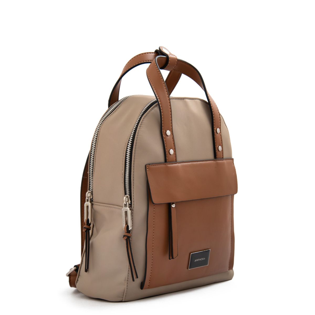 AMPHORA - Mochila praga pequeña beige oscuro