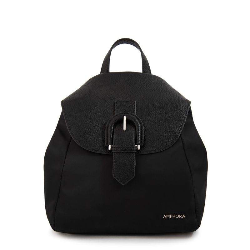 AMPHORA - Mochila con tapa mediana jessie negro especial