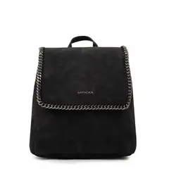 AMPHORA - Mochila con tapa maya mediana negro