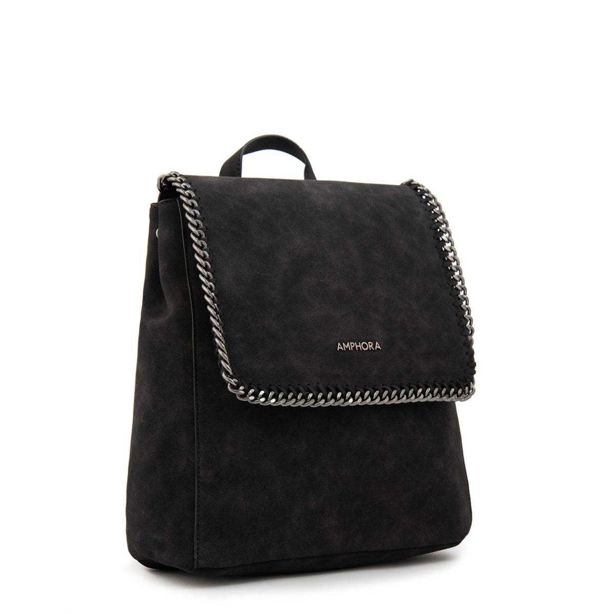 AMPHORA - Mochila con tapa maya mediana negro