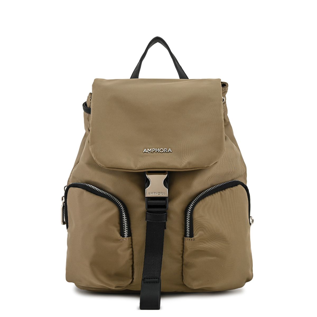 AMPHORA - Mochila con tapa liberia mediana taupe