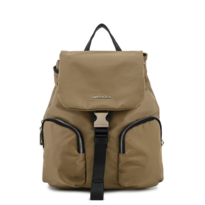 AMPHORA - Mochila con tapa mediana liberia taupe