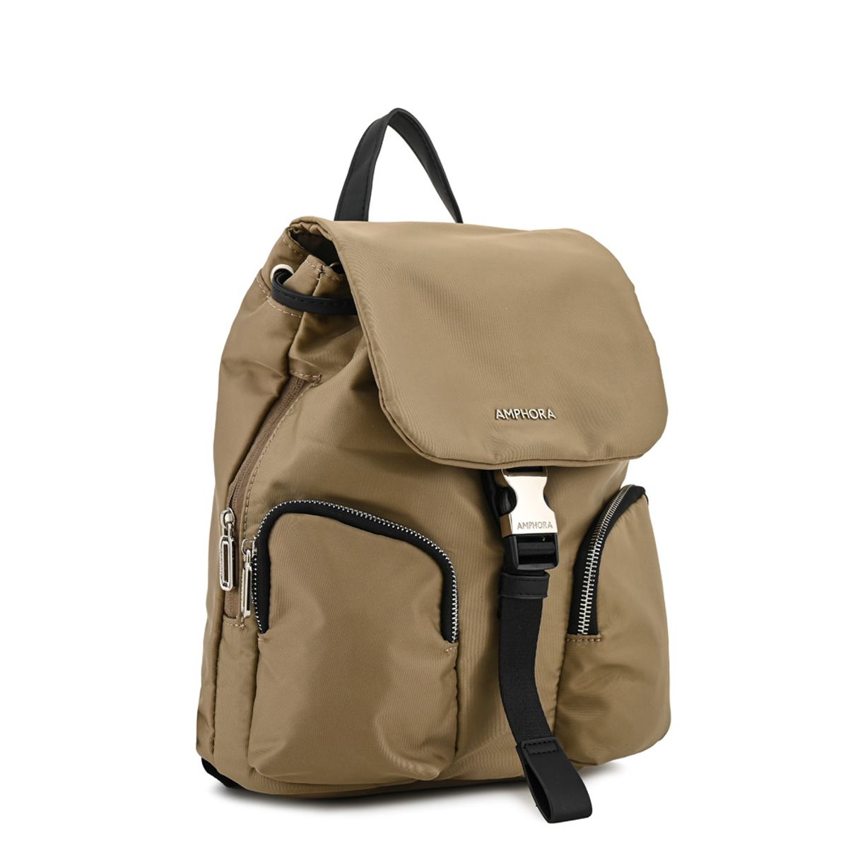 AMPHORA - Mochila con tapa liberia mediana taupe