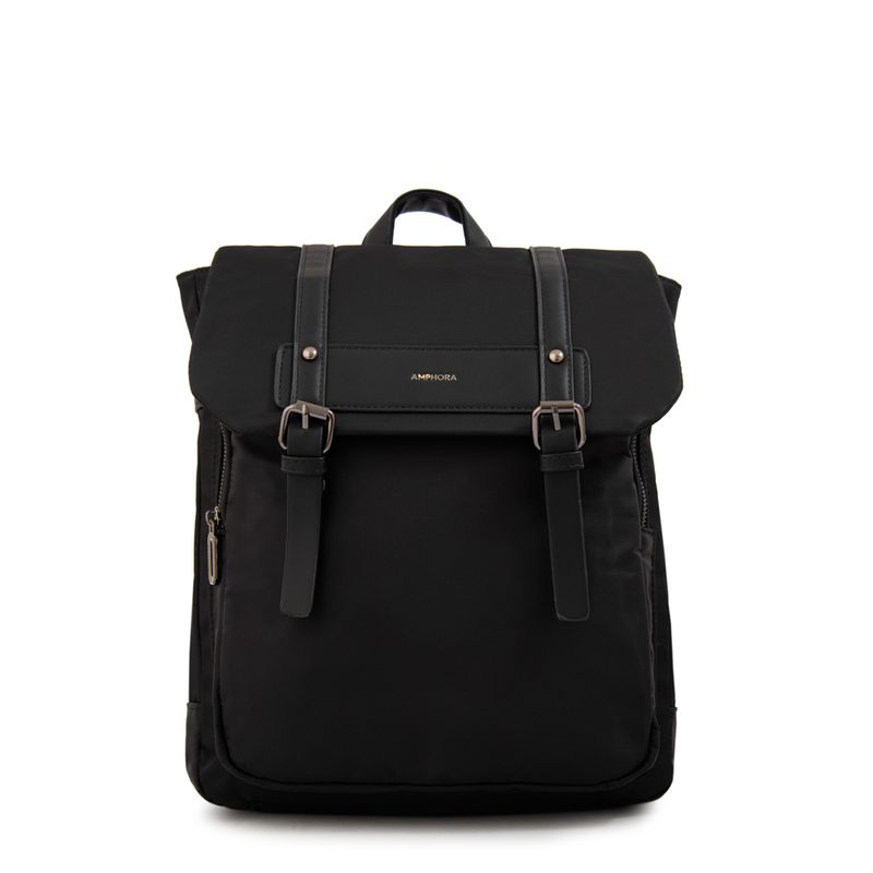 AMPHORA - Mochila con tapa mediana claudette negro especial