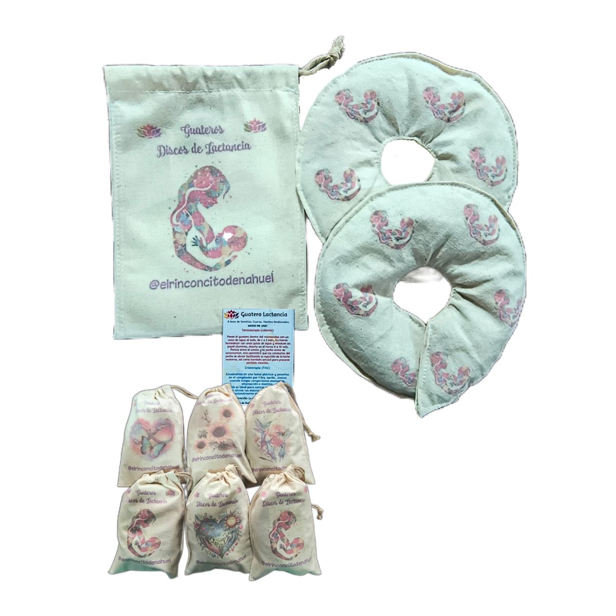 GENERICO - Guatero Discos de Lactancia Terapéutico de Semillas Cuarzos y Hierbas Medicinales