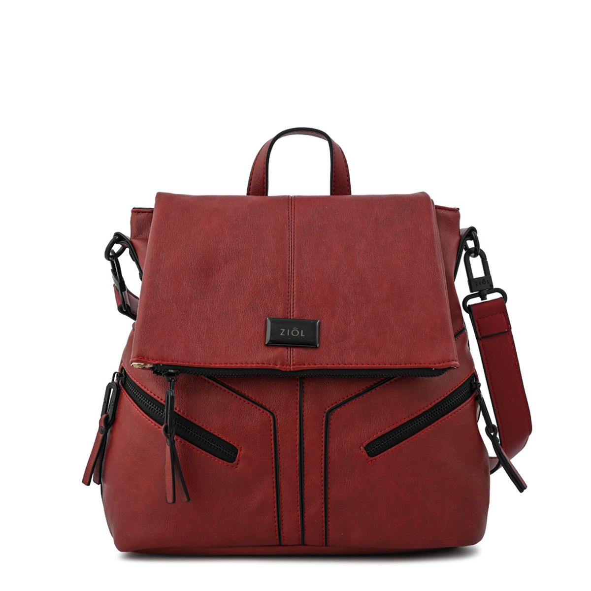 ZIOL - Mochila con tapa ema mediana rojo oscuro
