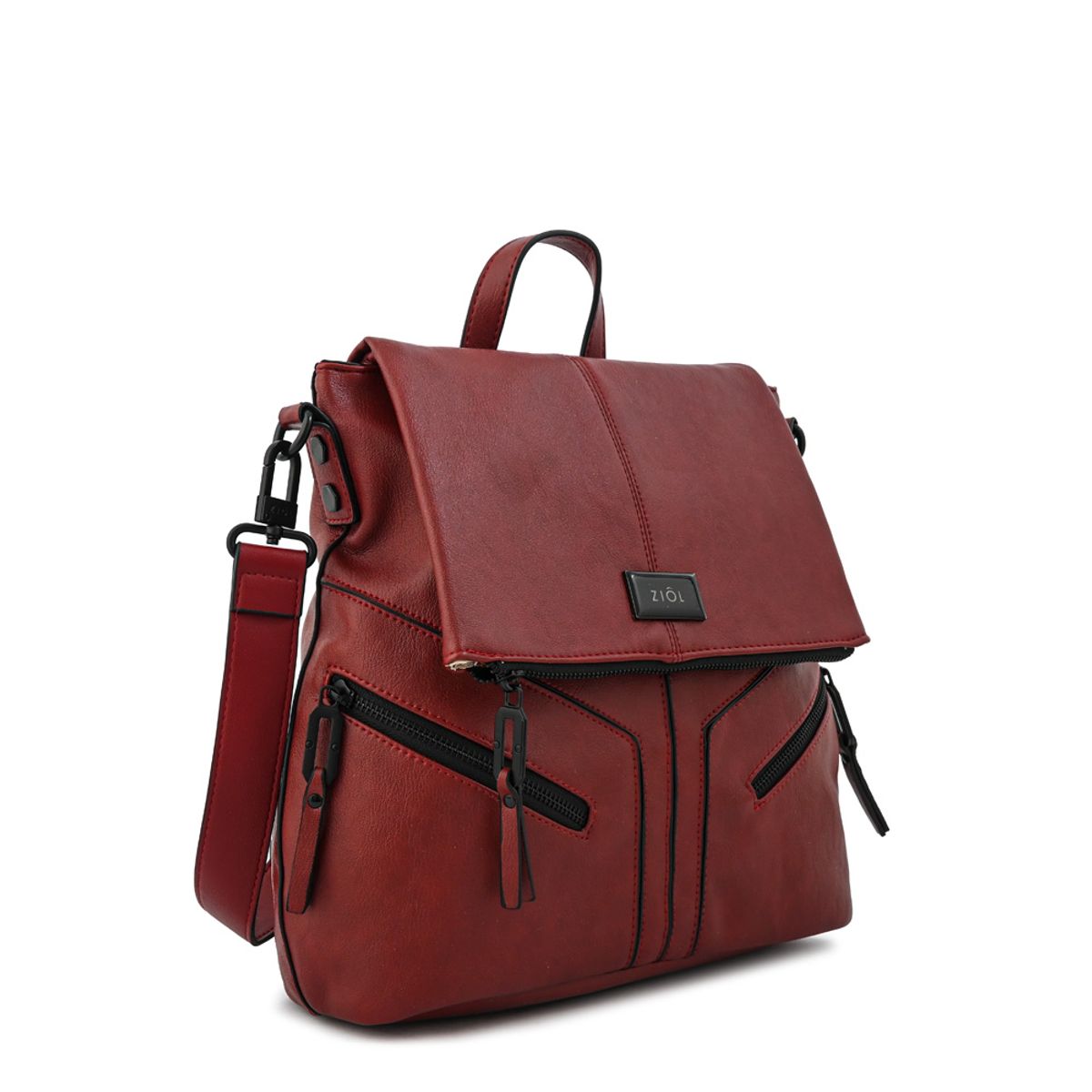 ZIOL - Mochila con tapa ema mediana rojo oscuro
