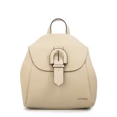 AMPHORA - Mochila con tapa jessie mediana blanco crudo