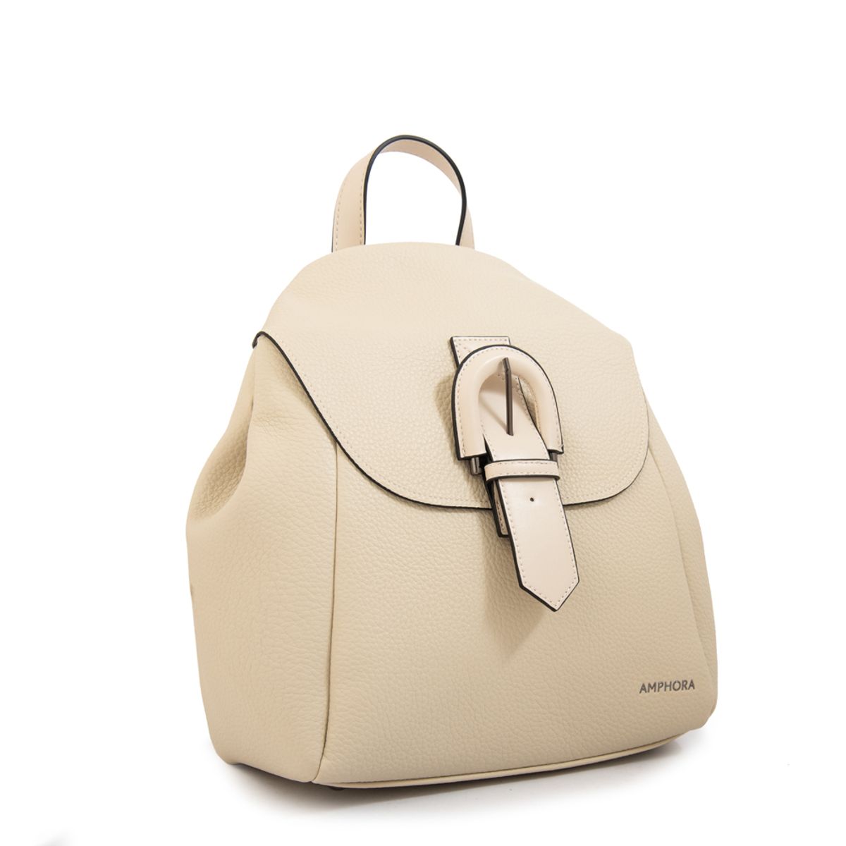 AMPHORA - Mochila con tapa jessie mediana blanco crudo