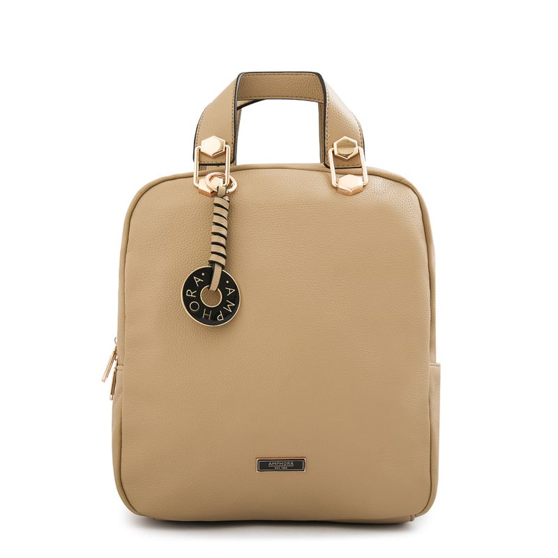 AMPHORA - Mochila mediana silvana beige oscuro