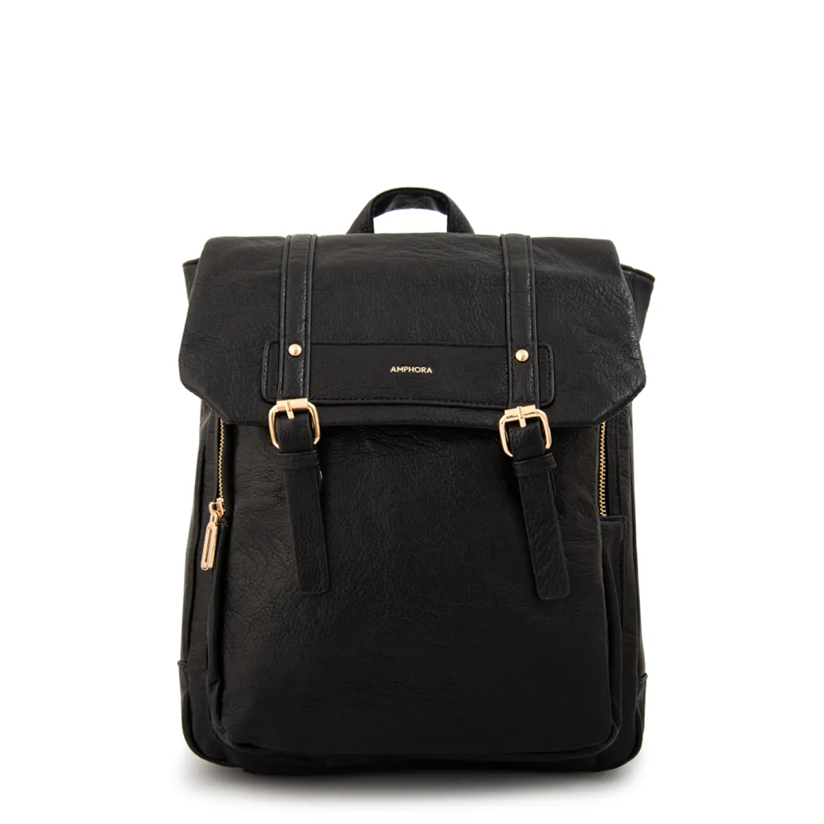 AMPHORA - Mochila con tapa claudette mediana negro