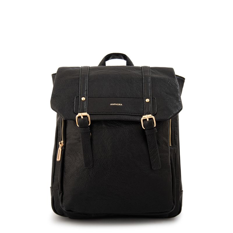 AMPHORA - Mochila con tapa mediana claudette negro