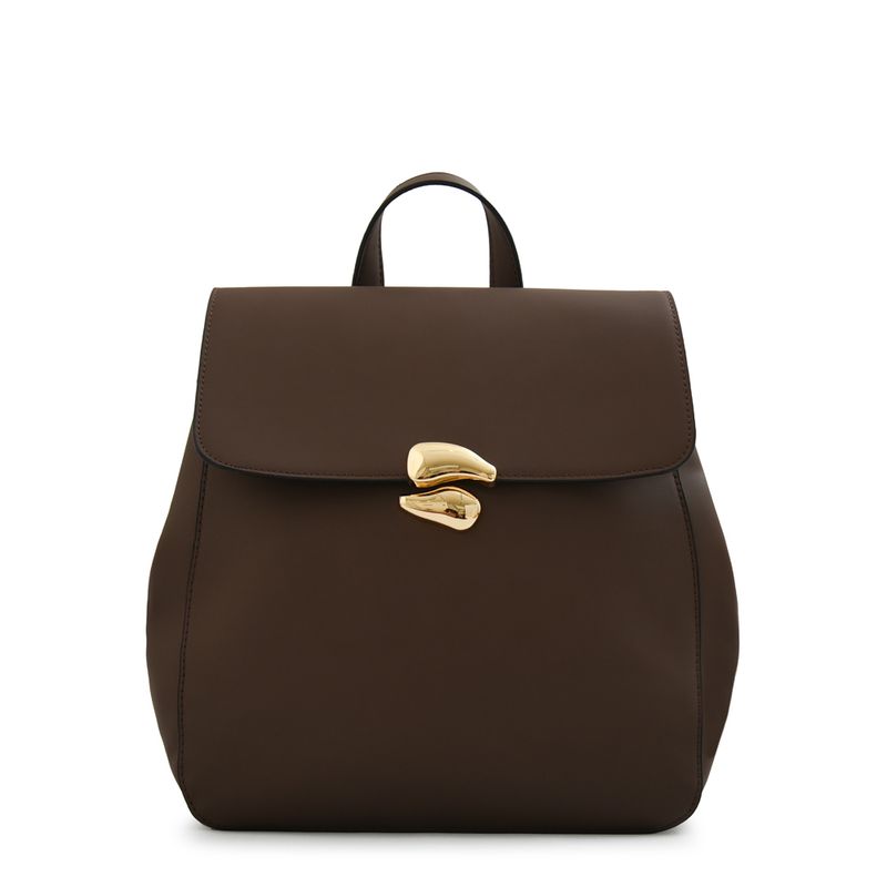 AMPHORA - Mochila con tapa mediana lizet café oscuro