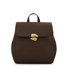 AMPHORA - Mochila con tapa lizet mediana café oscuro