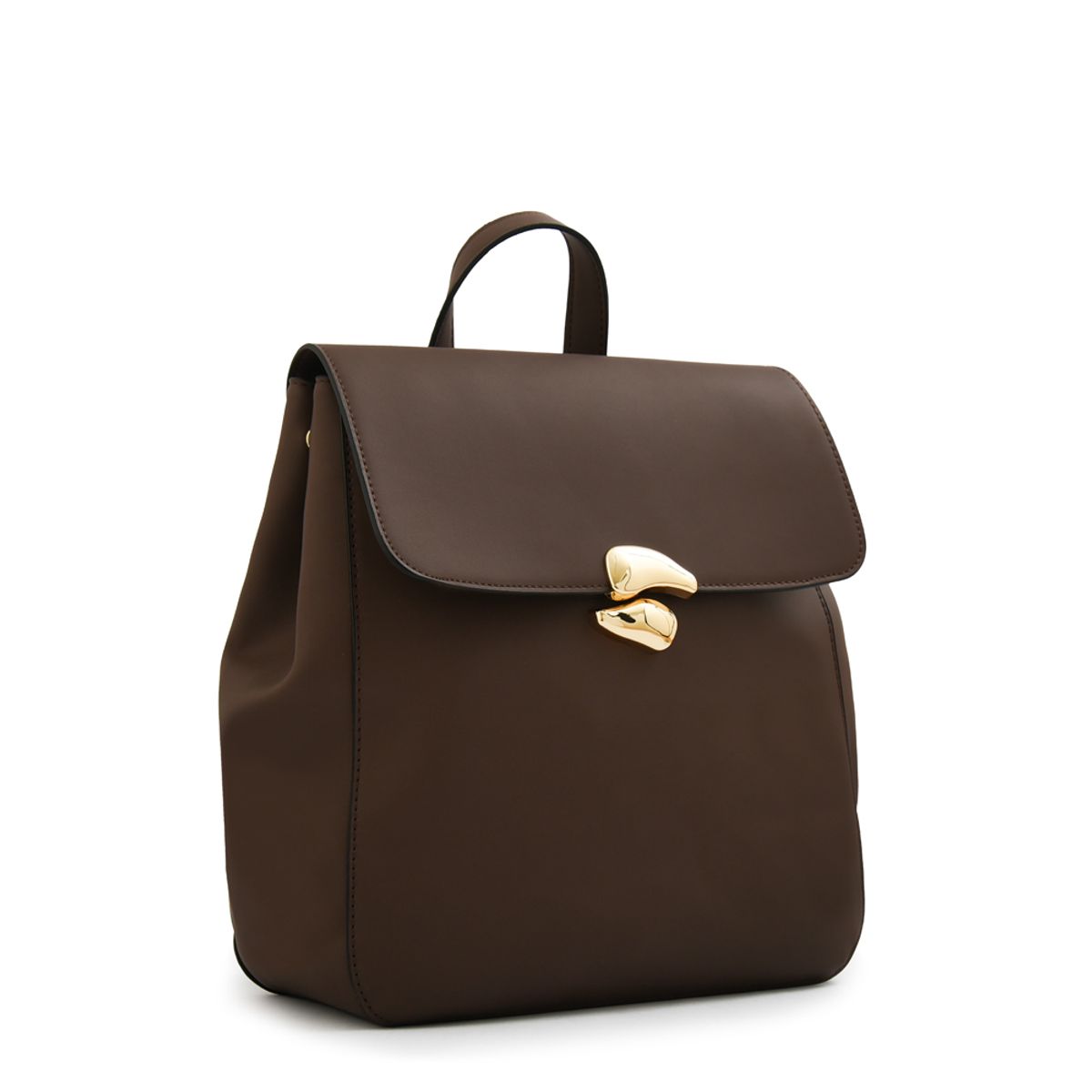 AMPHORA - Mochila con tapa lizet mediana café oscuro