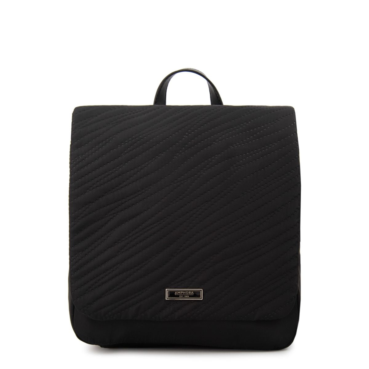 AMPHORA - Mochila con tapa guinea mediana negro especial