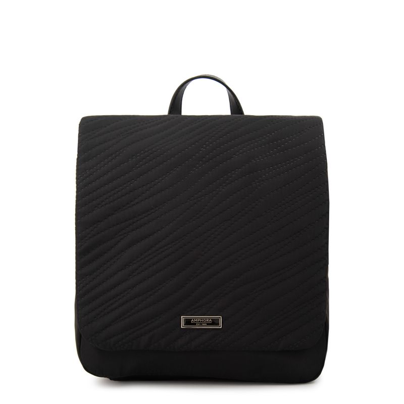 AMPHORA - Mochila con tapa mediana guinea negro especial