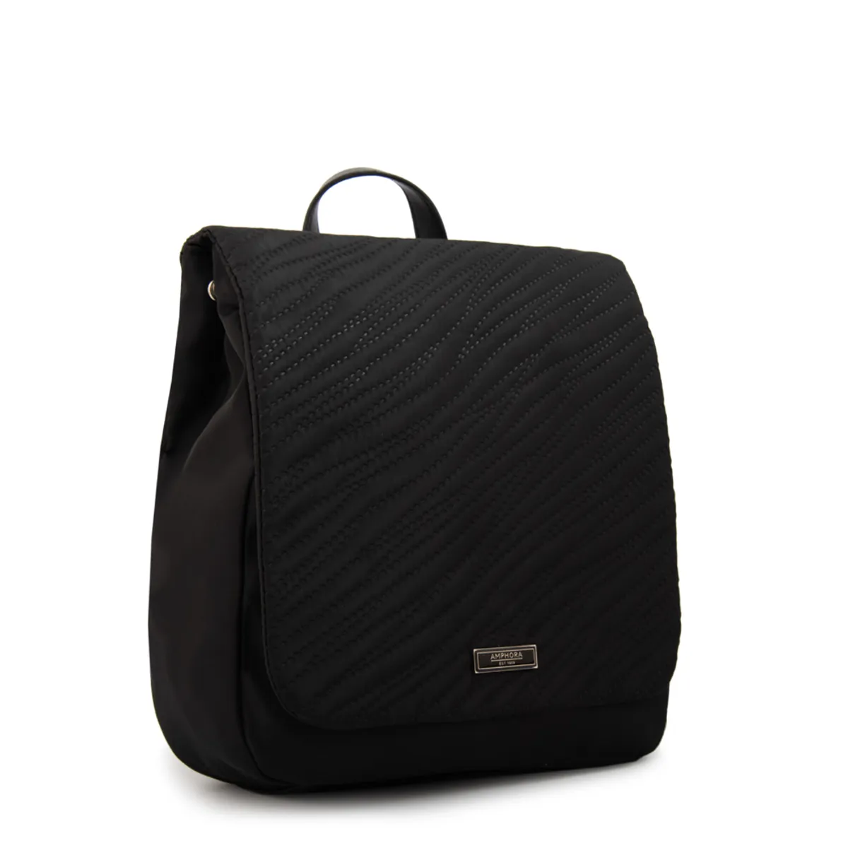 AMPHORA - Mochila con tapa guinea mediana negro especial