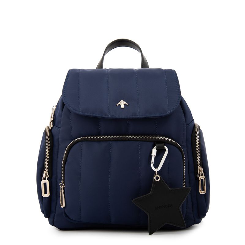 AMPHORA - Mochila con tapa mediana marlene azul