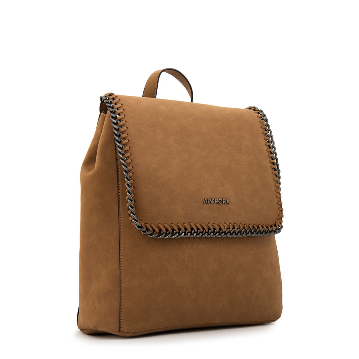 AMPHORA - Mochila con tapa maya mediana café