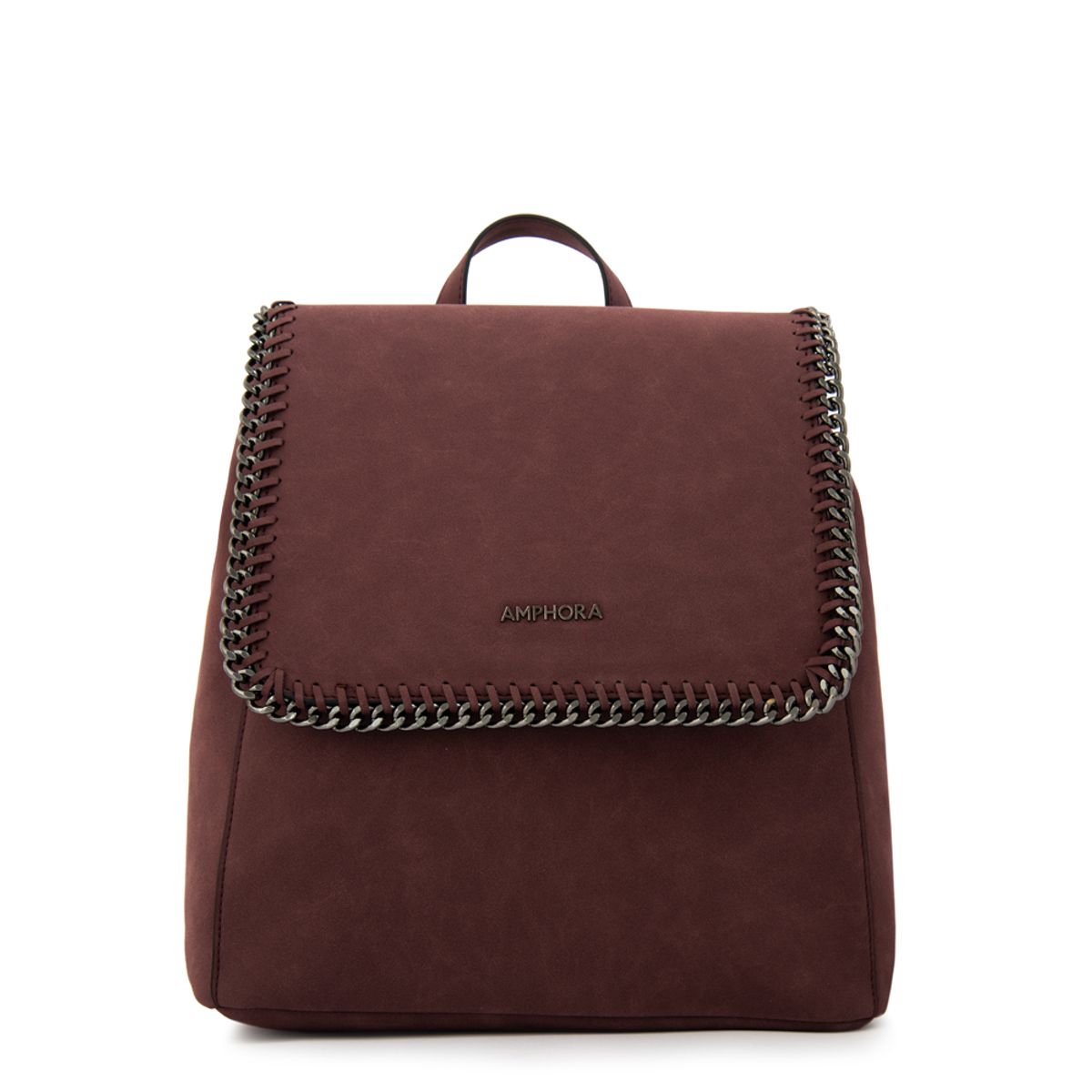 AMPHORA - Mochila con tapa maya mediana burdeo