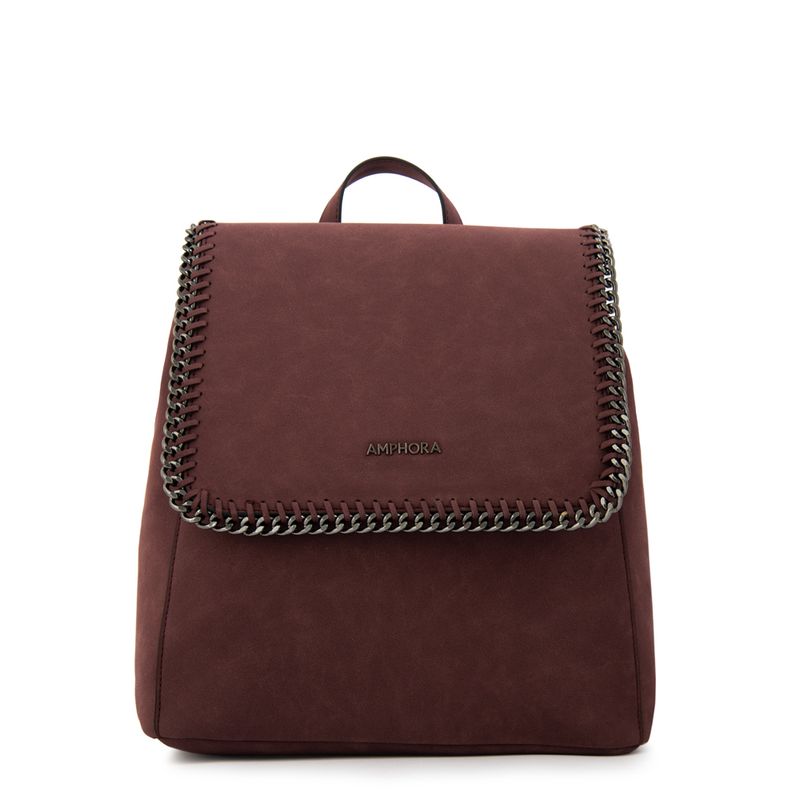 AMPHORA - Mochila con tapa mediana maya burdeo