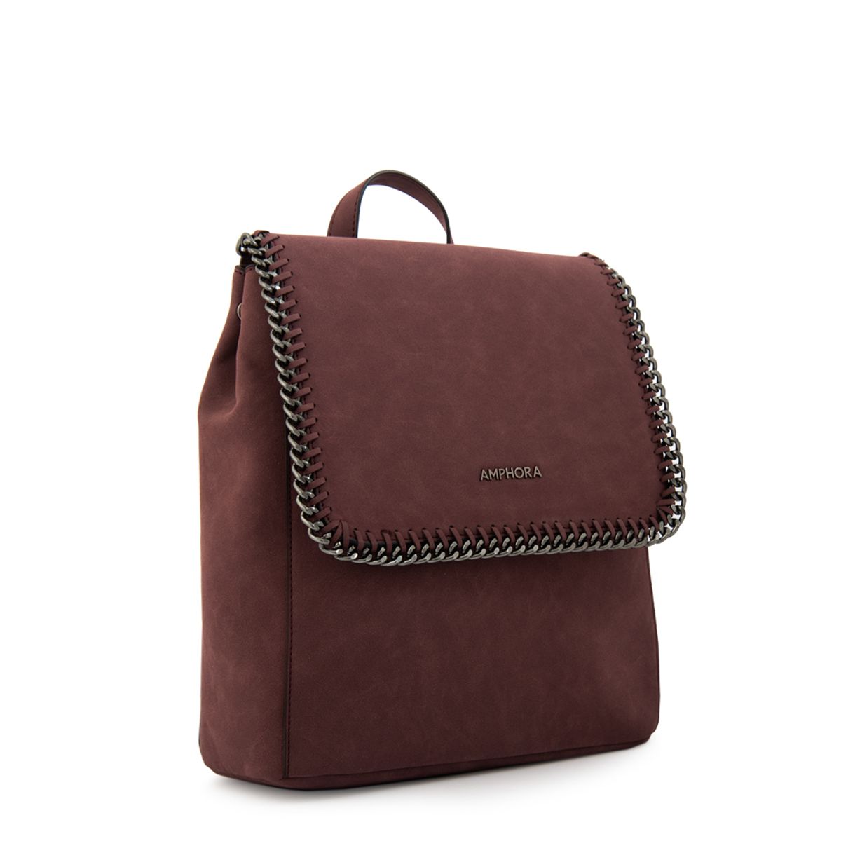 AMPHORA - Mochila con tapa maya mediana burdeo