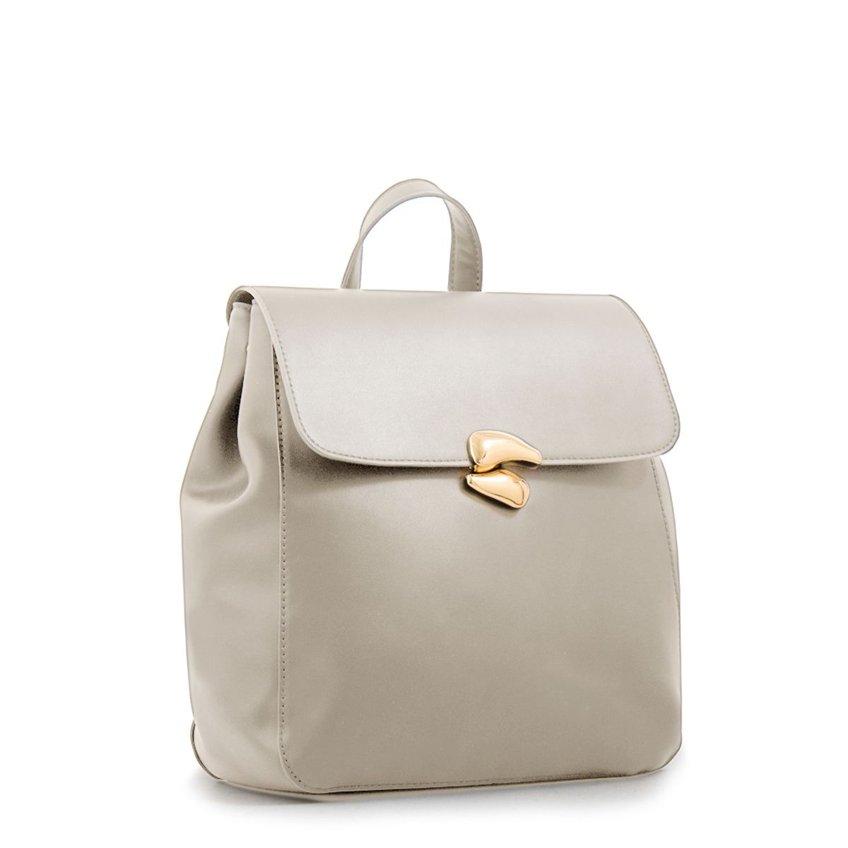 AMPHORA - Mochila con tapa lizet mediana blanco crudo