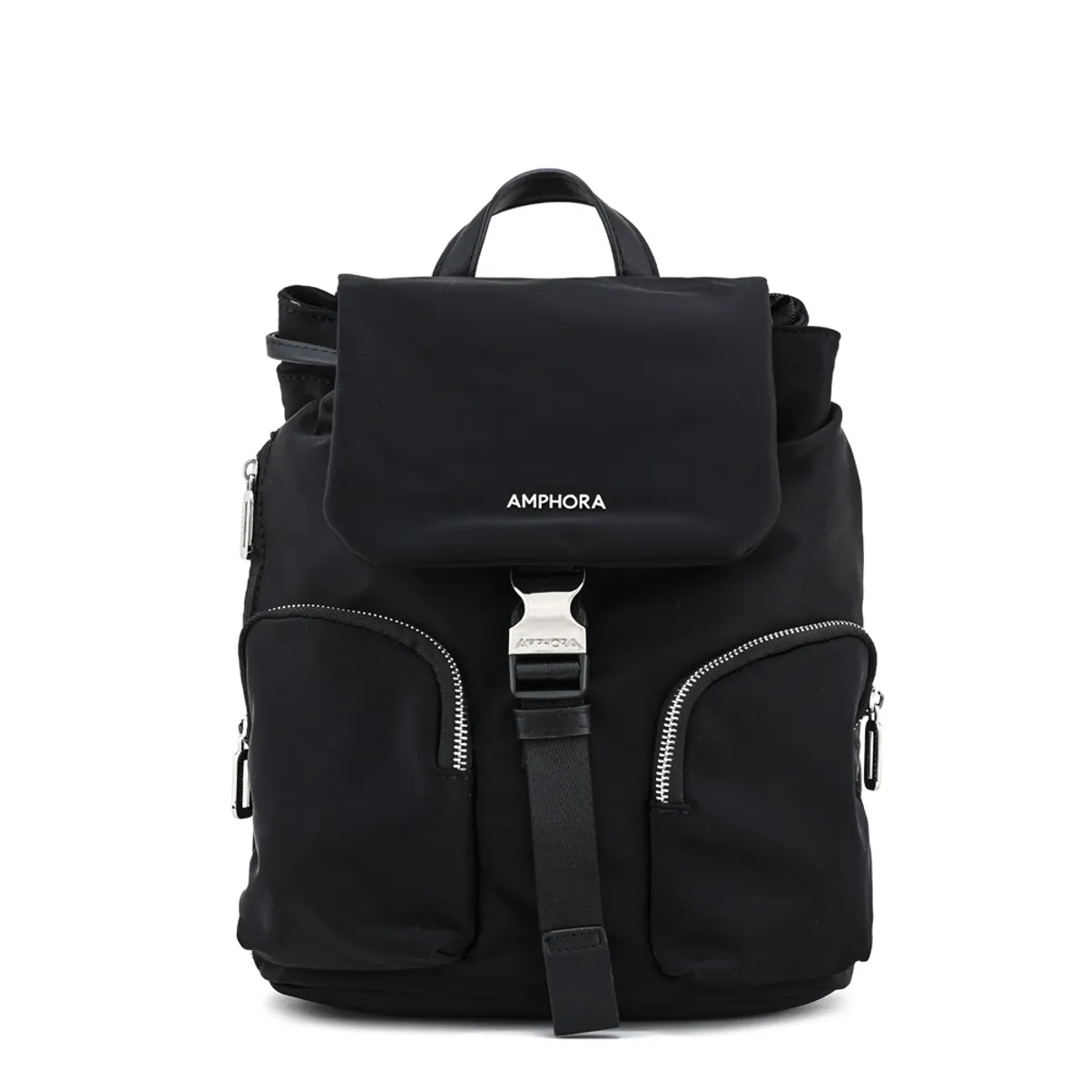 AMPHORA - Mochila con tapa liberia mediana negro