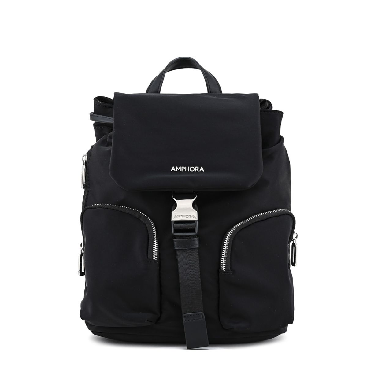 AMPHORA - Mochila con tapa liberia mediana negro