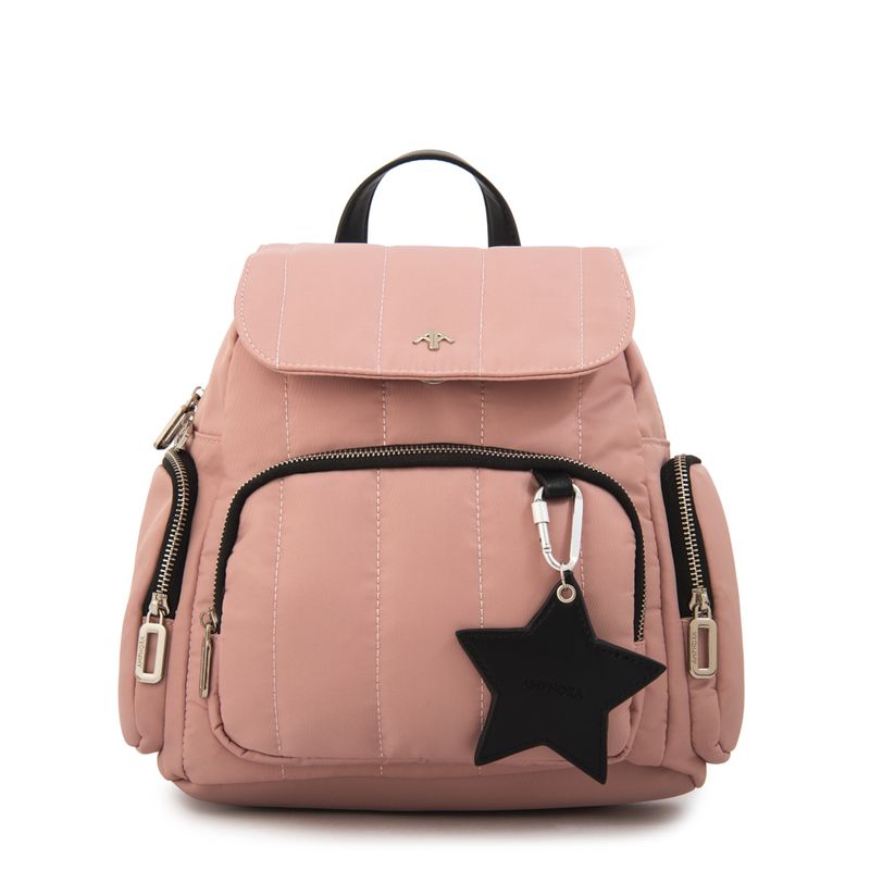 AMPHORA - Mochila con tapa mediana marlene rosa viejo