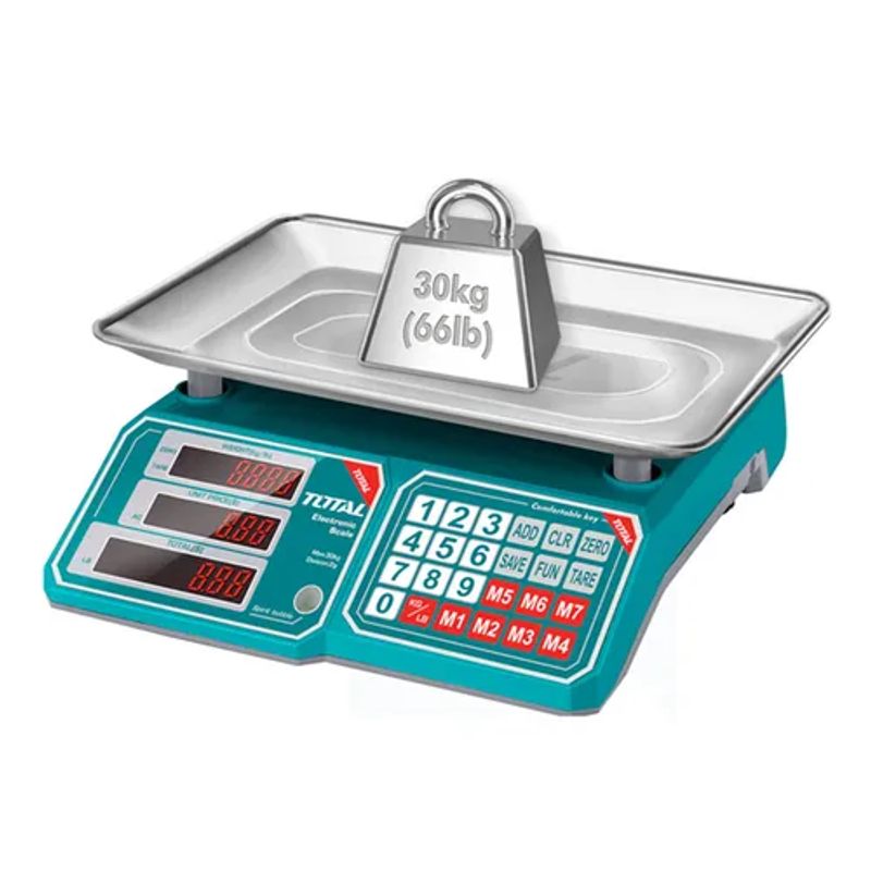 TOTAL TOOLS - Pesa Balanza Bascula Digital 30kg Total Tesa3301