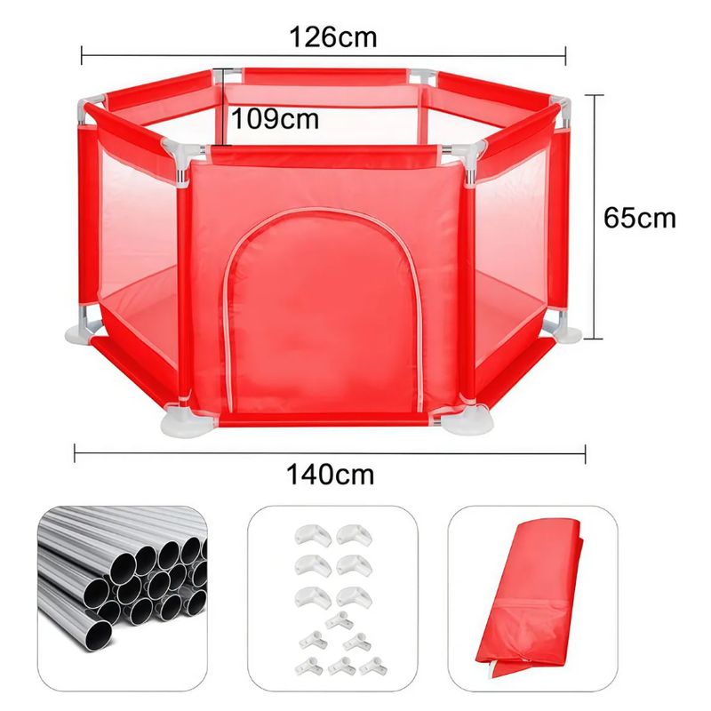 GENERICO - Corral De Seguridad Hexagonal Para Niños Rojo