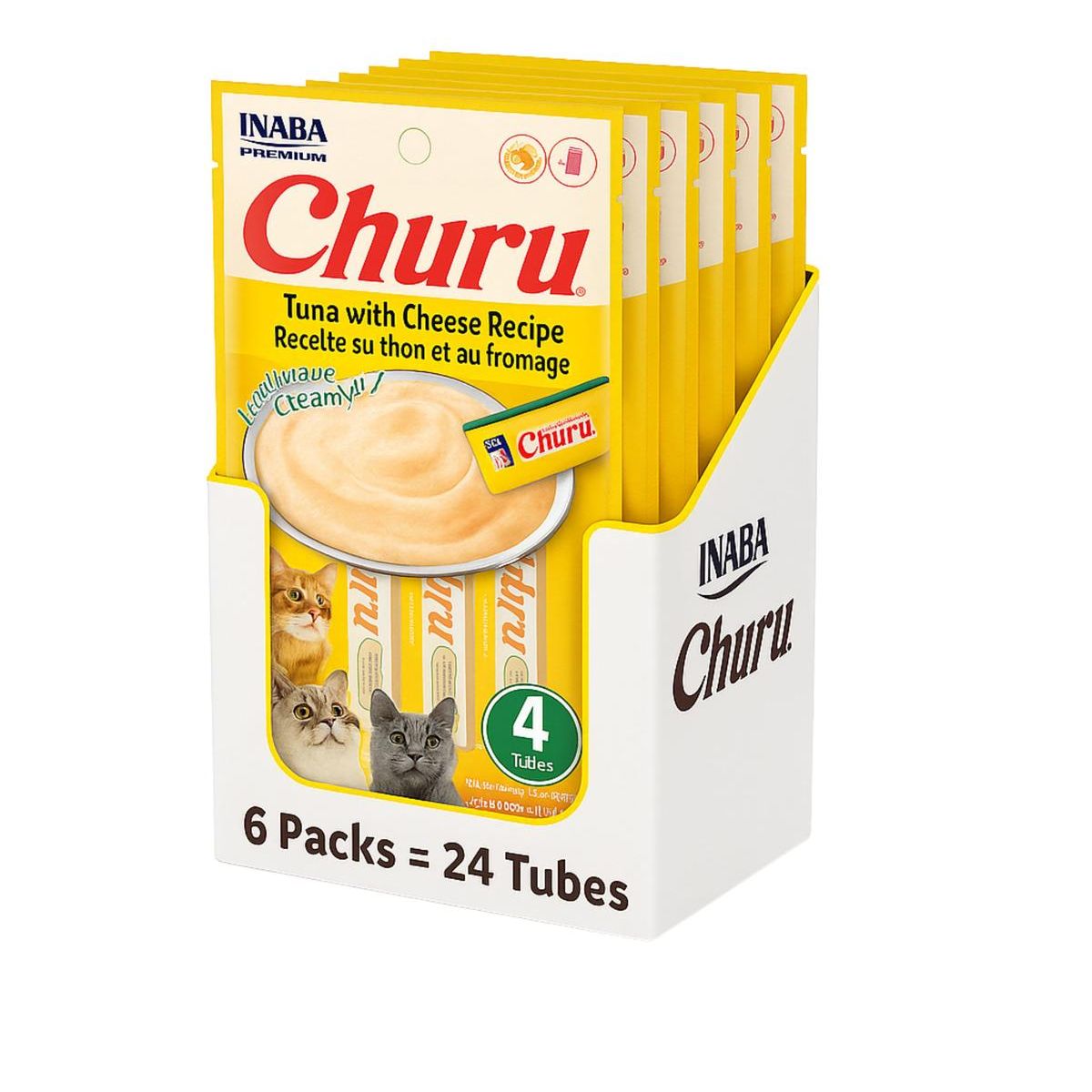 INABA - Churu Cat Atún y Queso 14g x4 - Pack 6 Unidades