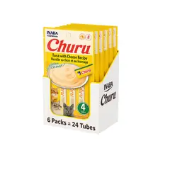 INABA - Churu Cat Atún y Queso 14g x4 - Pack 6 Unidades