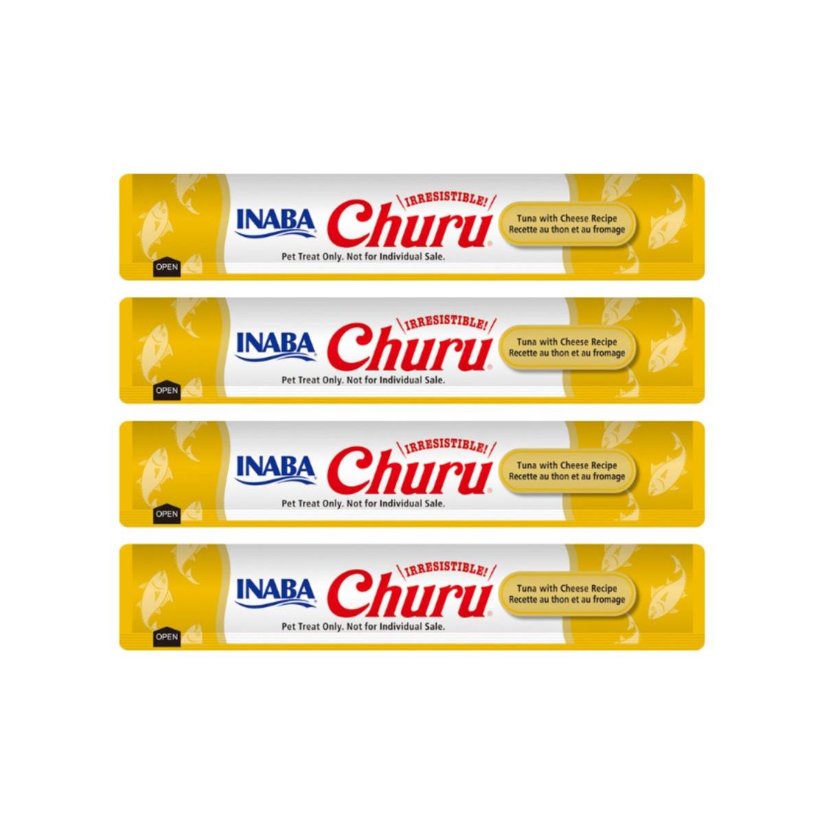 INABA - Churu Cat Atún y Queso 14g x4 - Pack 6 Unidades
