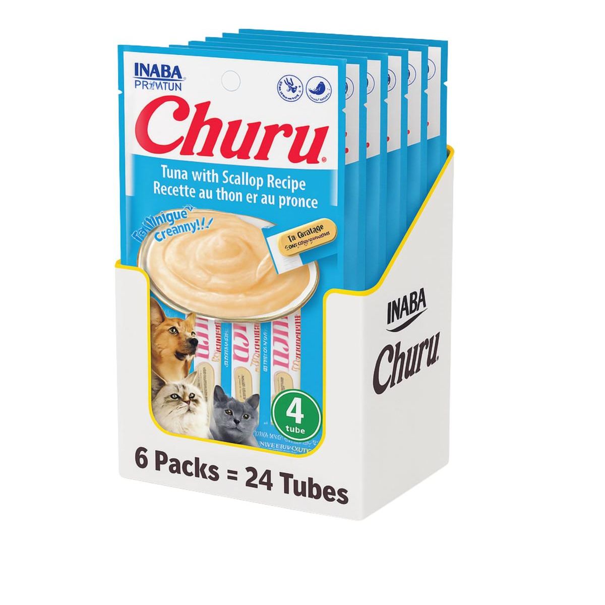 INABA - Churu Cat Atún y Vieira 14g x4 - Pack 6 Unidades