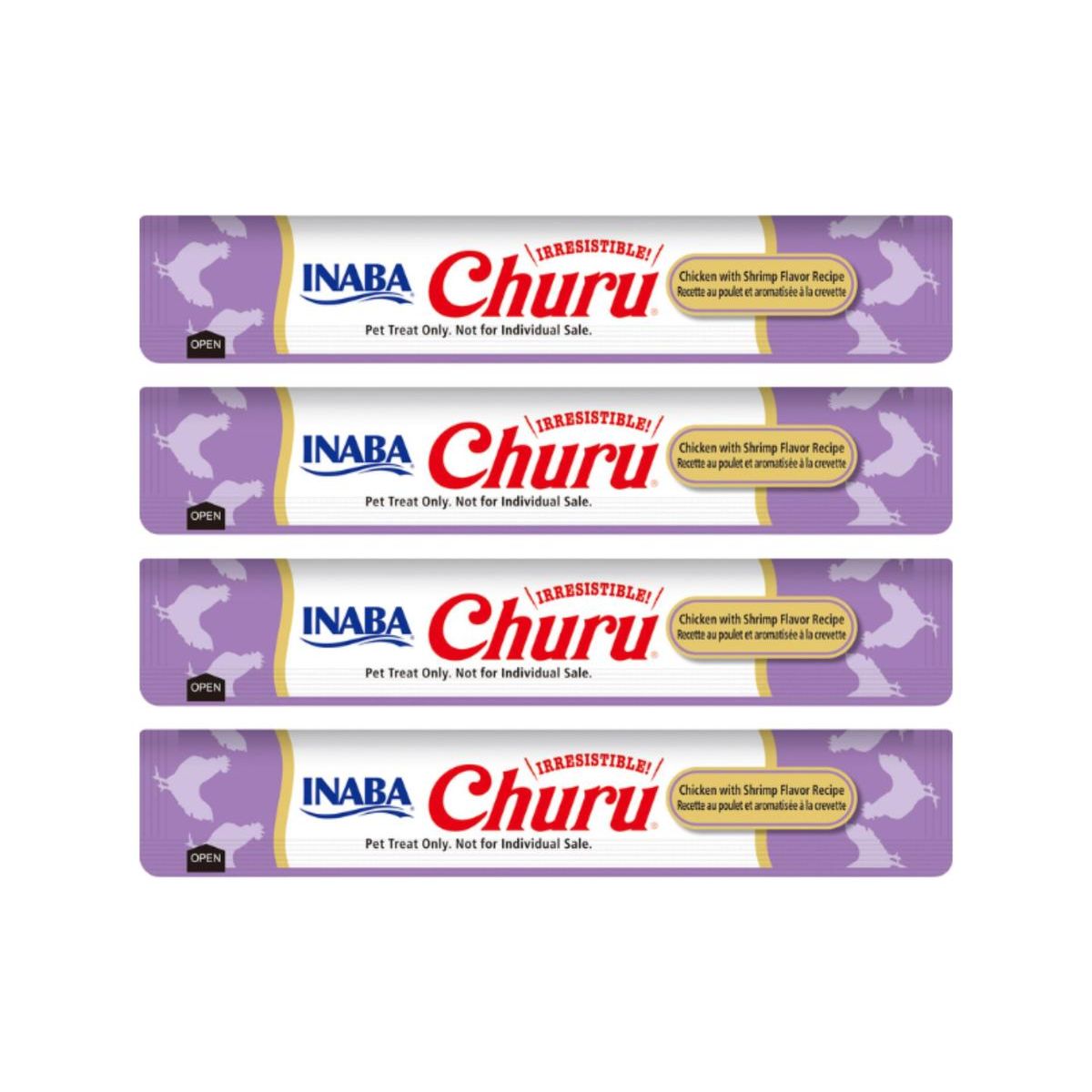 INABA - Churu Cat Pollo y Camarón 14g x4 - Pack 6 Unidades