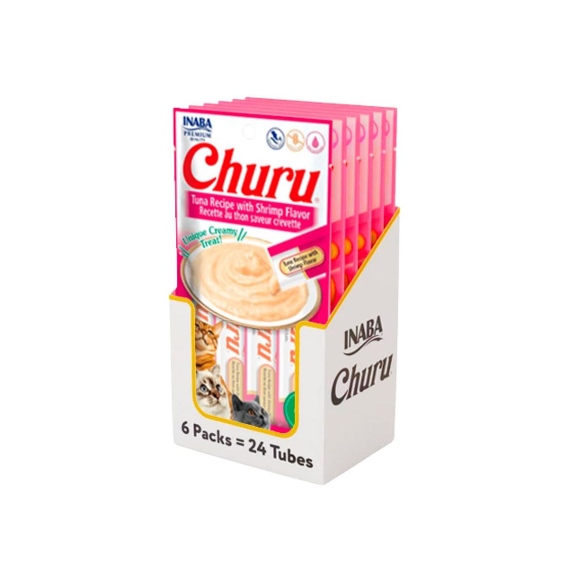 INABA - Churu Cat Atún y Camarón 14g x4 - Pack 6 Unidades